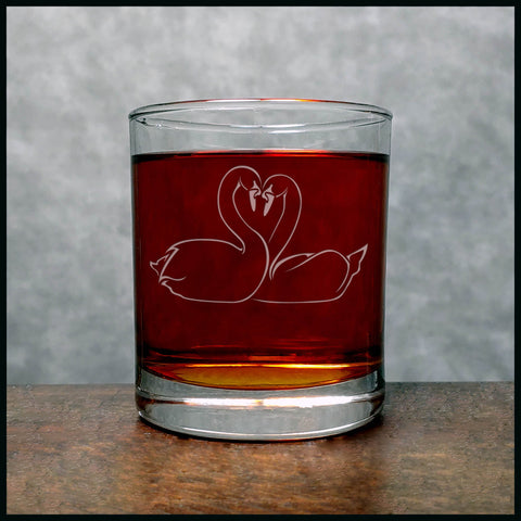 Swan Pair Whisky Glass - Copyright Hues in Glass