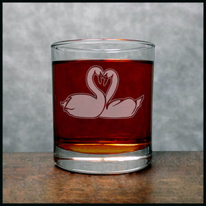Swans Silhouette Whisky Glass - Copyright Hues in Glass