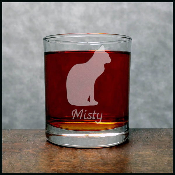 Personalized Sitting Cat Personalized Whisky Glass - Copyright Hues in Glass