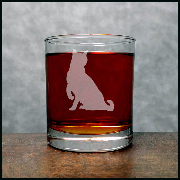 Cat Whisky Glass - Design 3 - Copyright Hues in Glass