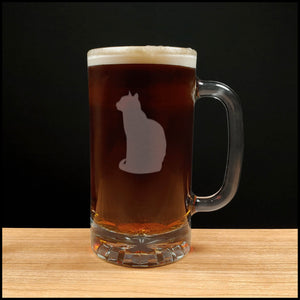 Cat Beer Mug with Dark Beer - Design 5 - Copyright Hues in Glass