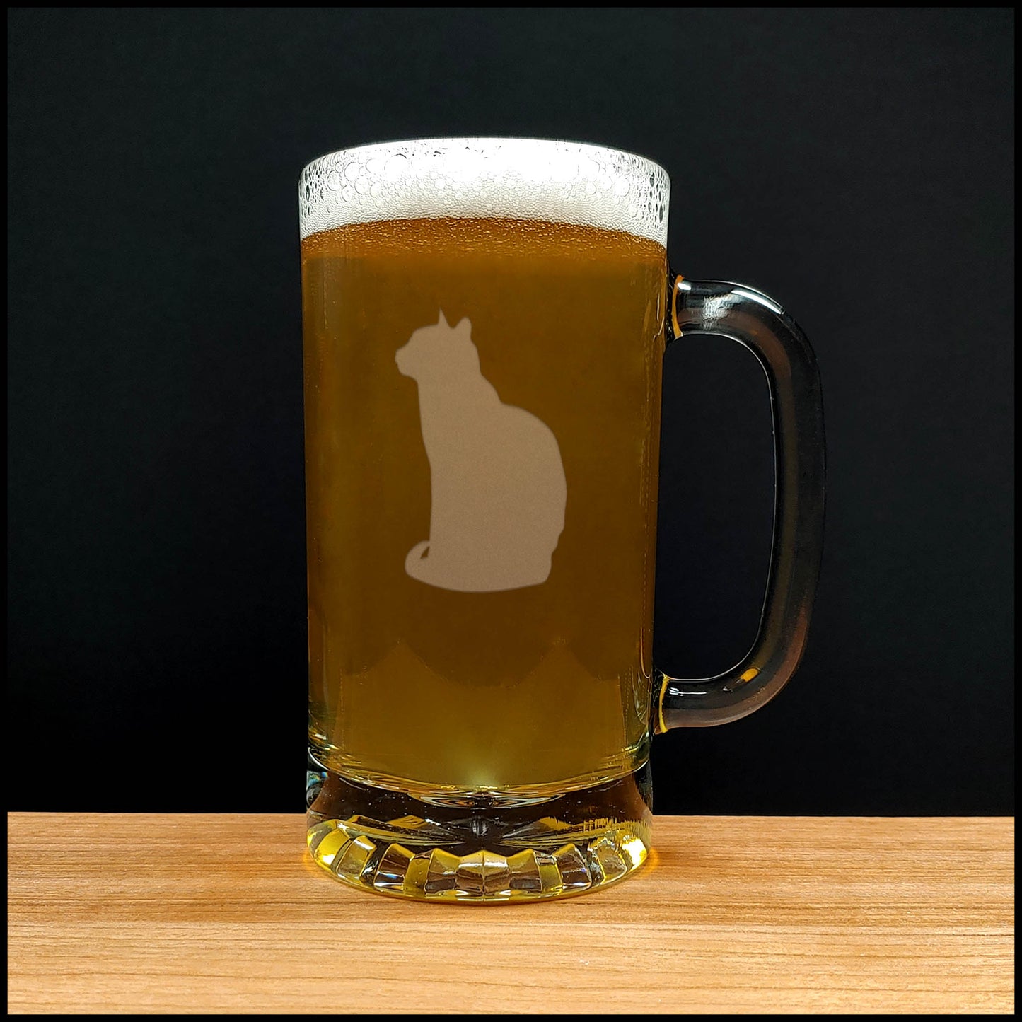 Cat Beer Mug with Light Beer - Design 5 - Copyright Hues in Glass
