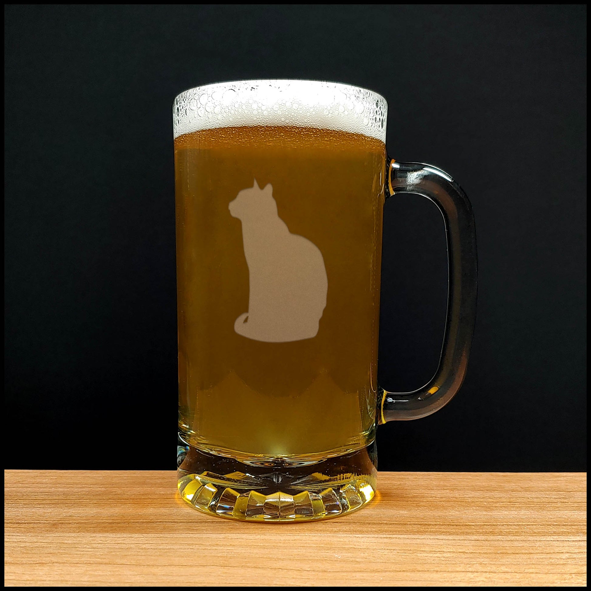 Cat Beer Mug with Light Beer - Design 5 - Copyright Hues in Glass