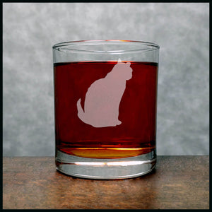 Cat Whisky Glass - Design 6 - Copyright Hues in Glass