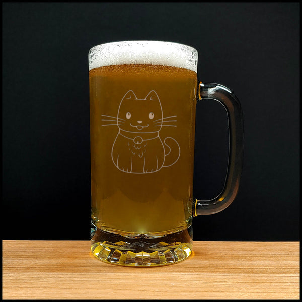 Cute Cat Beer Mug with Light Beer - Copyright Hues in Glass