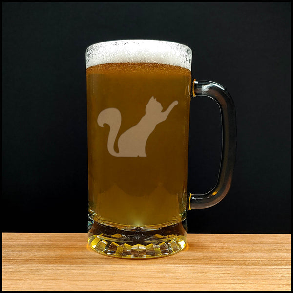 Playing Cat Beer Mug with Light Beer - Copyright Hues in Glass