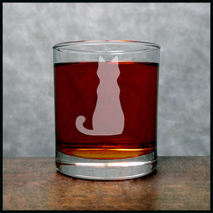 Sitting Cat Personalized Whisky Glass - Design 6 - Copyright Hues in Glass