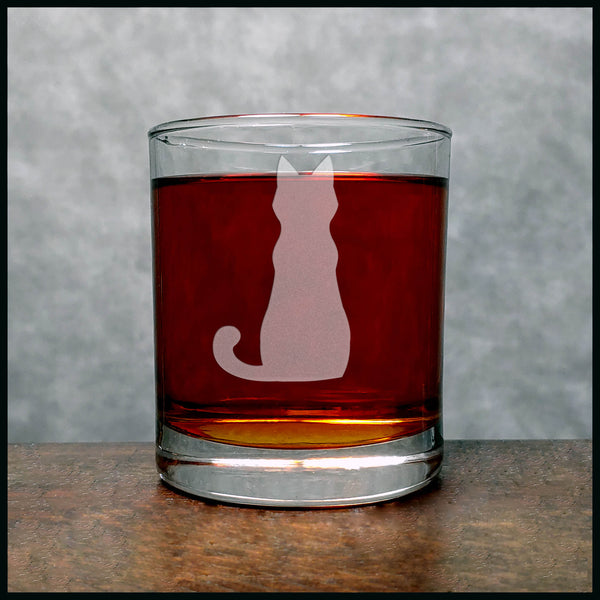 Sitting Cat Personalized Whisky Glass - Design 6 - Copyright Hues in Glass
