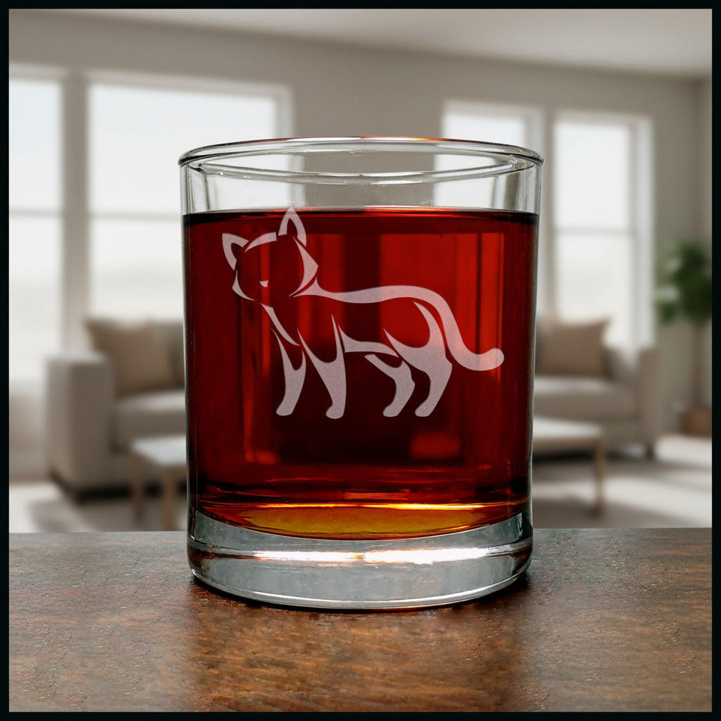 Standing Cat Whisky Glass - Copyright Hues in Glass