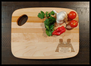 Adirondack Retirement Charcuterie Maple Cutting Board - Copyright Hues in Glass