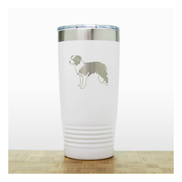 White - Border Collie 20 oz Insulated Tumbler - Copyright Hues in Glass