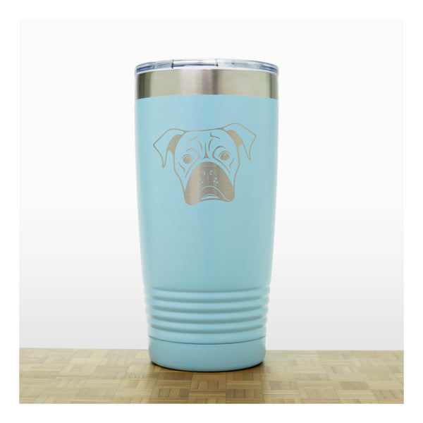 Teal - Boxer Face 20 oz Insulated Tumbler - Copyright Hues in Glass