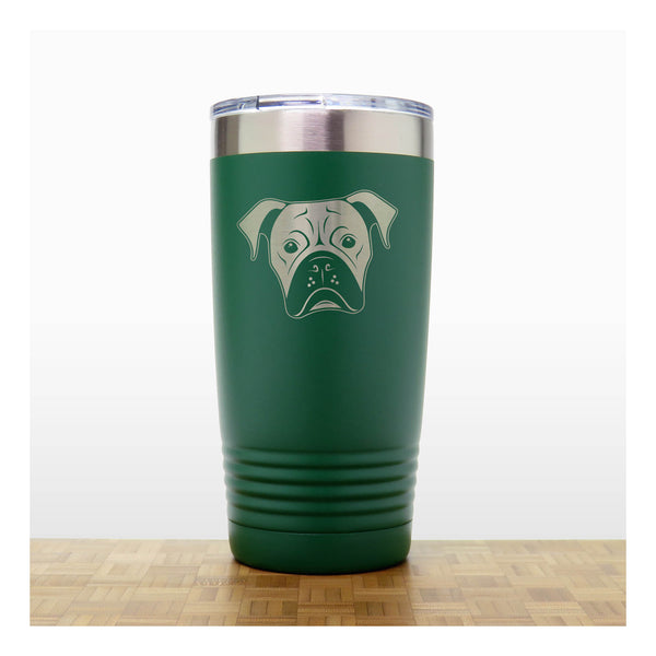 Green - Boxer Face 20 oz Insulated Tumbler - Copyright Hues in Glass