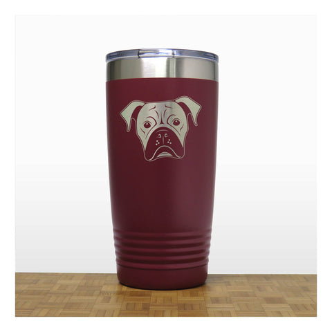 Maroon - Boxer Face 20 oz Insulated Tumbler - Copyright Hues in Glass