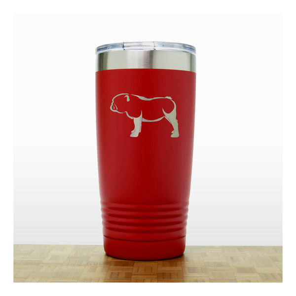 Red - Bulldog - 20 oz Insulated Tumbler - Copyright Hues in Glass