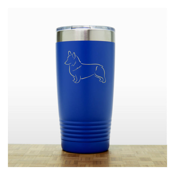 Blue - Corgi 20 oz Insulated Tumbler - Copyright Hues in Glass