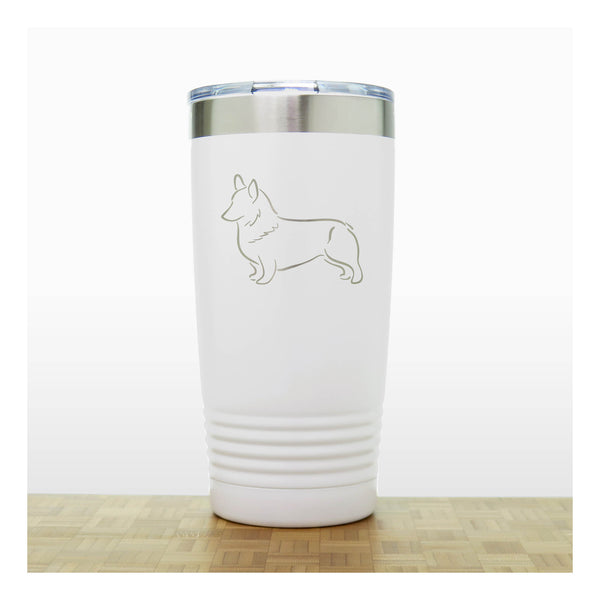 White - Corgi 20 oz Insulated Tumbler - Copyright Hues in Glass