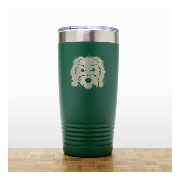 Green - Goldendoodle 20 oz Insulated Tumbler - Design 2 - Copyright Hues in Glass