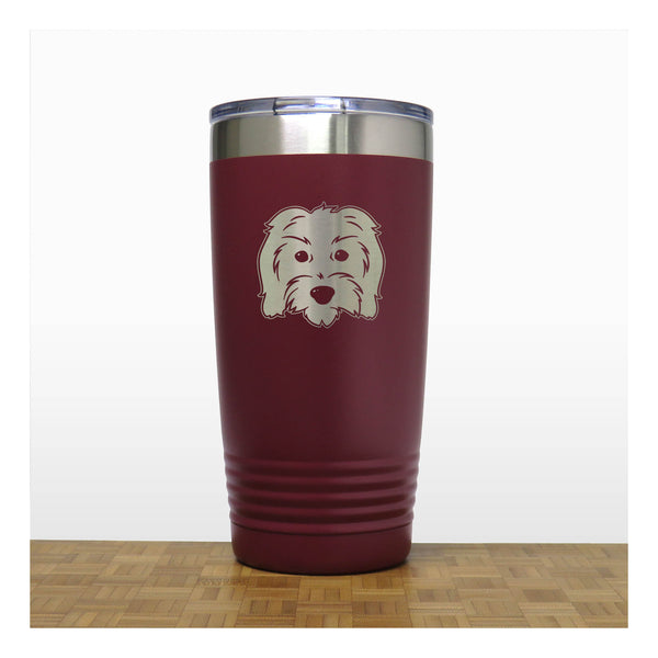 Maroon - Goldendoodle 20 oz Insulated Tumbler - Design 2 - Copyright Hues in Glass