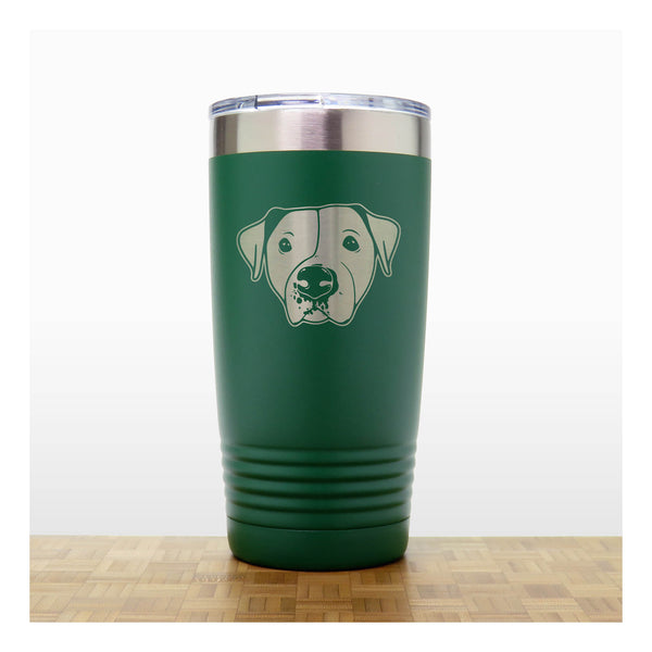 Green - Pitbull Face 20 oz Insulated Tumbler - Copyright Hues in Glass