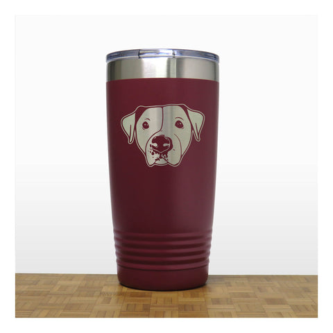 Maroon - Pitbull Face 20 oz Insulated Tumbler - Copyright Hues in Glass
