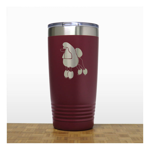 Maroon - Poodle 20 oz Insulated Tumbler - Copyright Hues in Glass