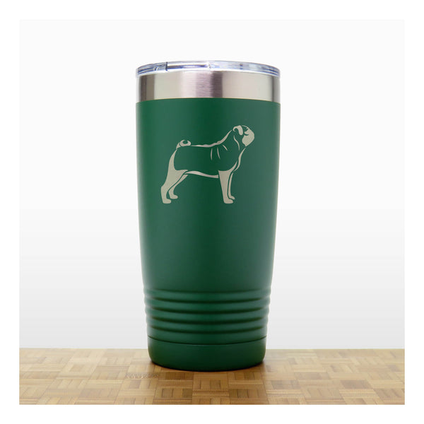 Green - Pug 20 oz Insulated Tumbler - Copyright Hues in Glass