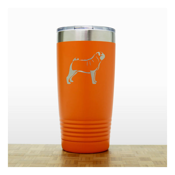 Orange - Pug 20 oz Insulated Tumbler - Copyright Hues in Glass