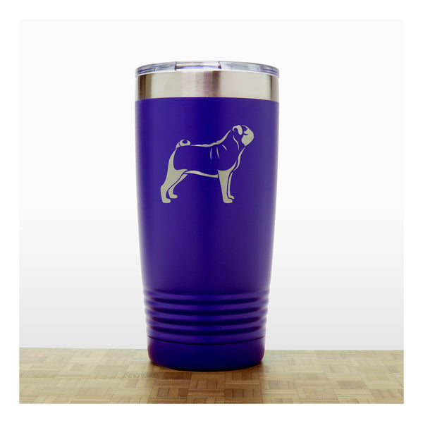 Purple - Pug 20 oz Insulated Tumbler - Copyright Hues in Glass
