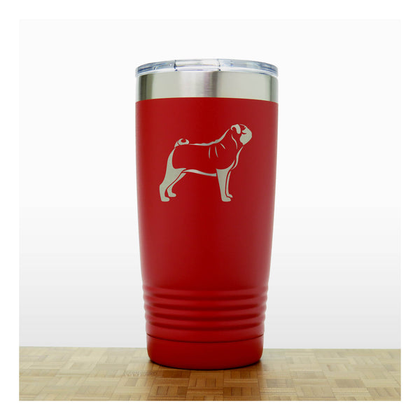 Red - Pug 20 oz Insulated Tumbler - Copyright Hues in Glass