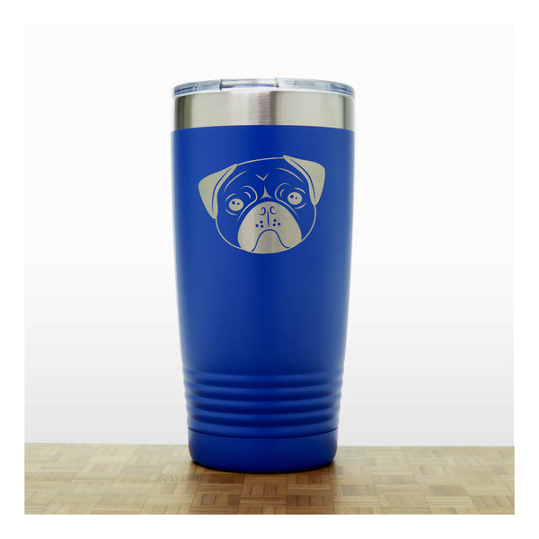Blue - Pug Face 20 oz Insulated Tumbler - Copyright Hues in Glass