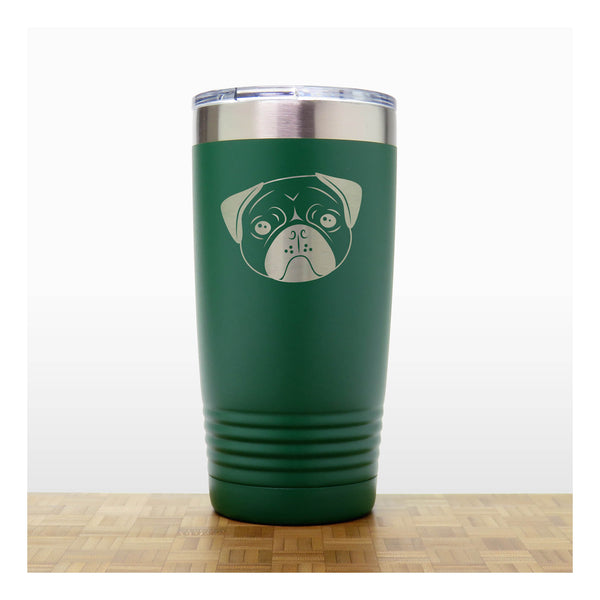 Green - Pug Face 20 oz Insulated Tumbler - Copyright Hues in Glass