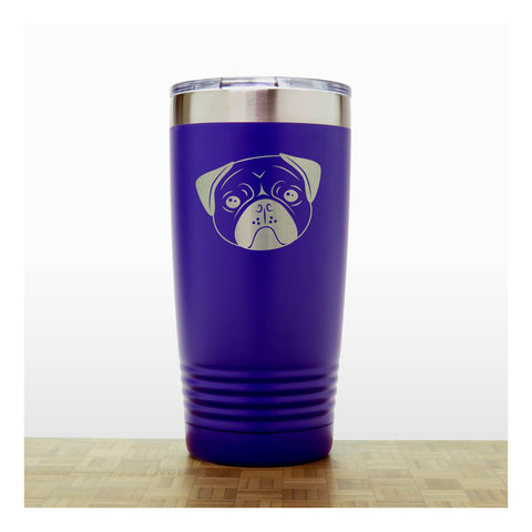 Purple - Pug Face 20 oz Insulated Tumbler - Copyright Hues in Glass