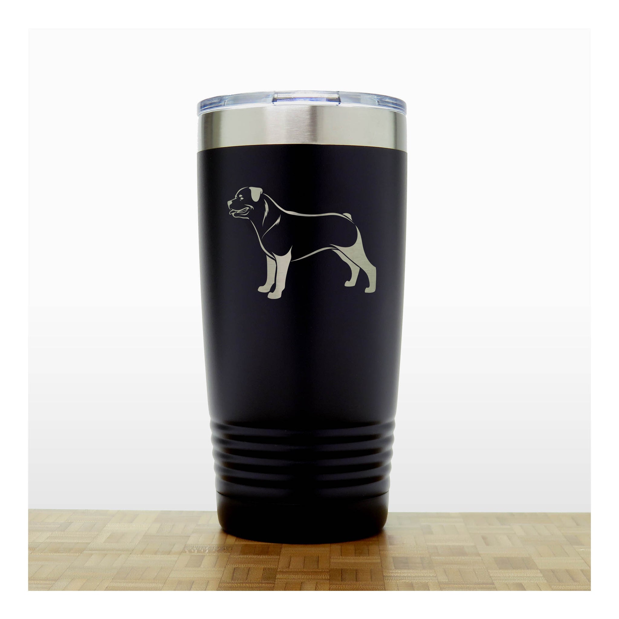 Black - Rottweiler 20 oz Insulated Tumbler - Copyright Hues in Glass