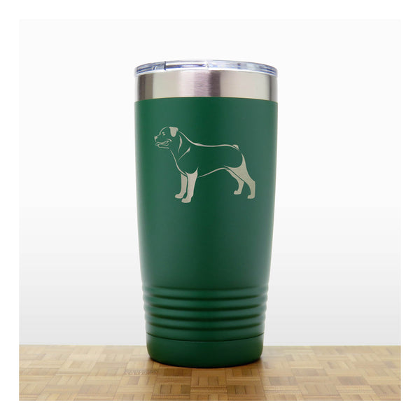 Green - Rottweiler 20 oz Insulated Tumbler - Copyright Hues in Glass