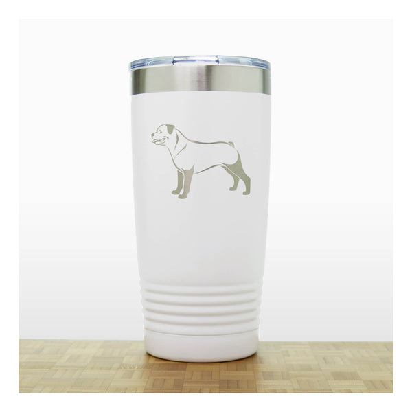 White - Rottweiler 20 oz Insulated Tumbler - Copyright Hues in Glass