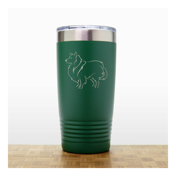 Green - Sheltie 20 oz Insulated Tumbler - Copyright Hues in Glass