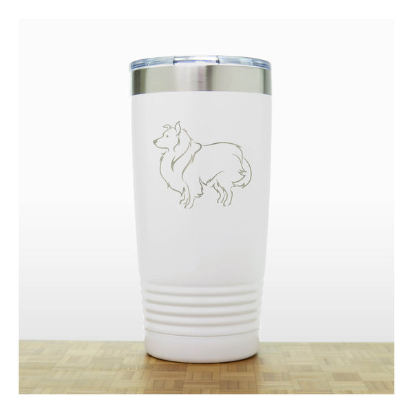 White - Sheltie 20 oz Insulated Tumbler - Copyright Hues in Glass