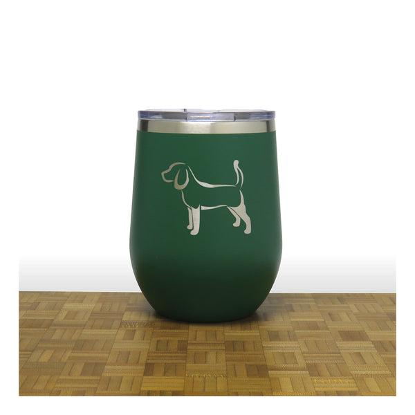 Green - Beagle PC 12oz STEMLESS WINE - Copyright Hues in Glass