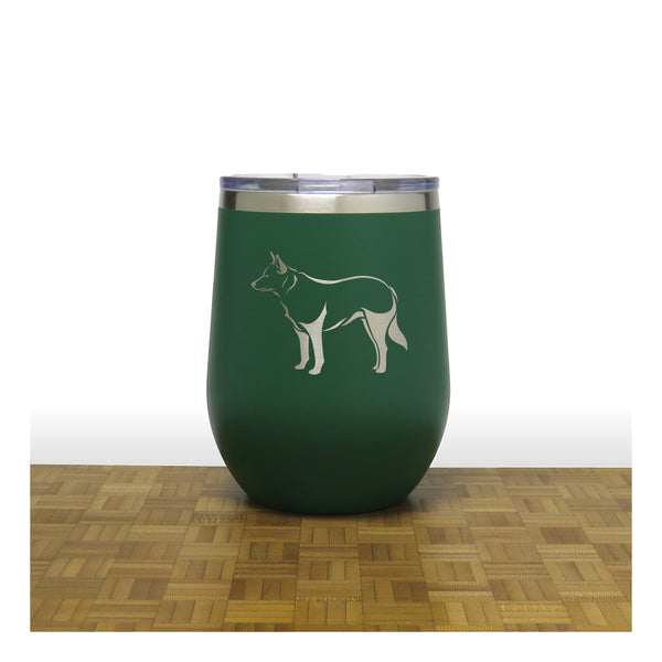 Green - Blue Heeler PC 12oz STEMLESS WINE - Copyright Hues in Glass
