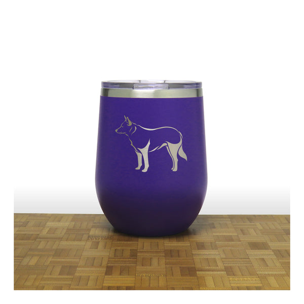 Purple - Blue Heeler PC 12oz STEMLESS WINE - Copyright Hues in Glass