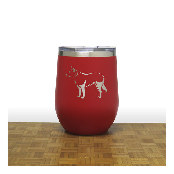 Red - Blue Heeler PC 12oz STEMLESS WINE - Copyright Hues in Glass