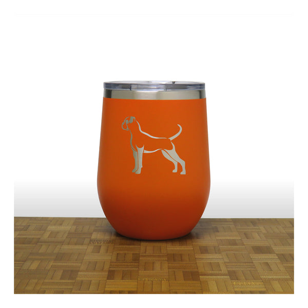 Orange - Boxer Dog PC 12oz STEMLESS WINE - Copyright Hues in Glass