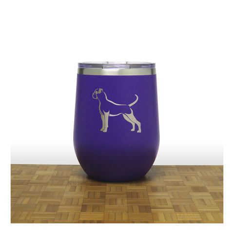 Purple - Boxer Dog PC 12oz STEMLESS WINE - Copyright Hues in Glass