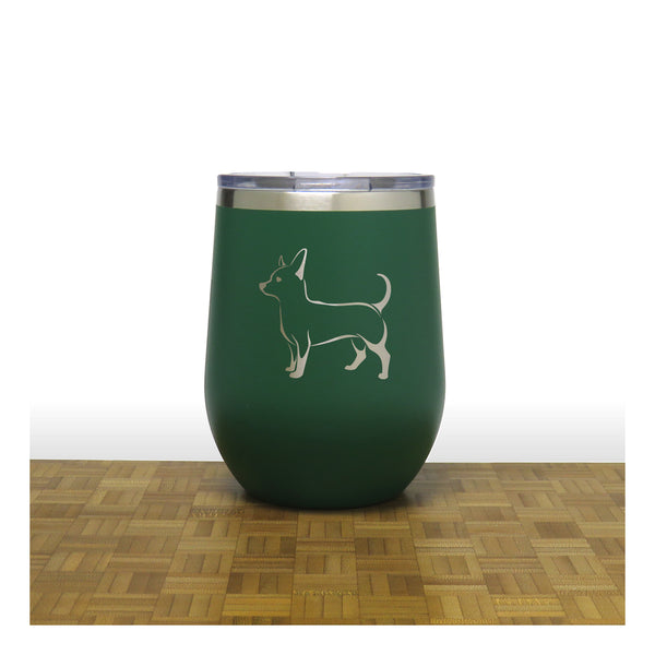 Green - Chihuahua PC 12oz STEMLESS WINE - Copyright Hues in Glass