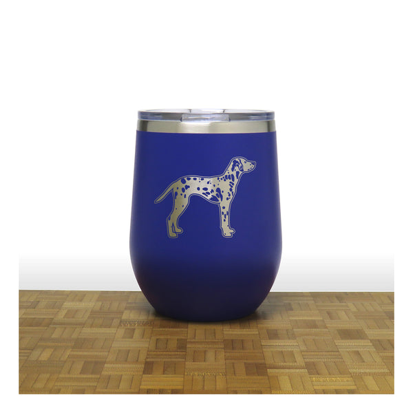 Blue - Dalmation PC 12oz STEMLESS WINE - Copyright Hues in Glass