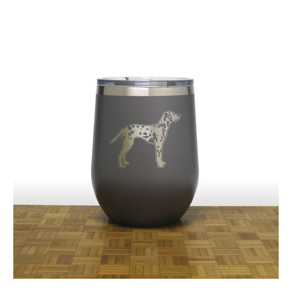 Grey - Dalmation PC 12oz STEMLESS WINE - Copyright Hues in Glass