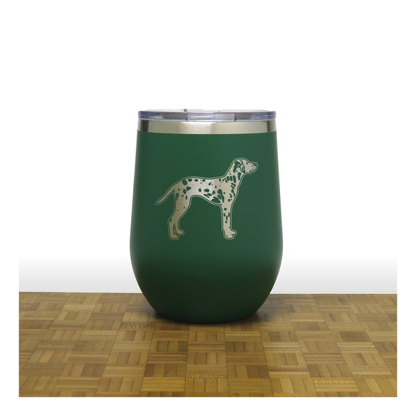 Green - Dalmation PC 12oz STEMLESS WINE - Copyright Hues in Glass