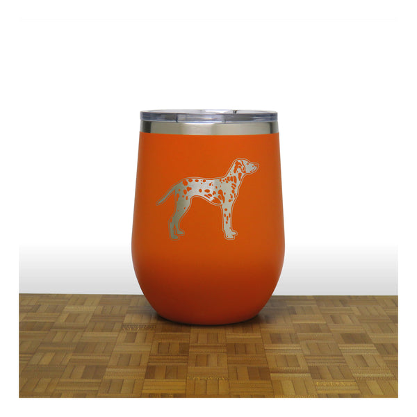 Orange - Dalmation PC 12oz STEMLESS WINE - Copyright Hues in Glass