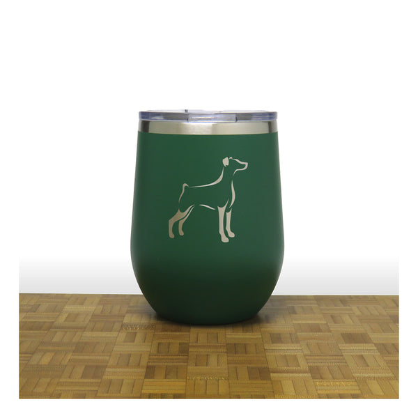 Green - Doberman PC 12oz STEMLESS WINE - Copyright Hues in Glass